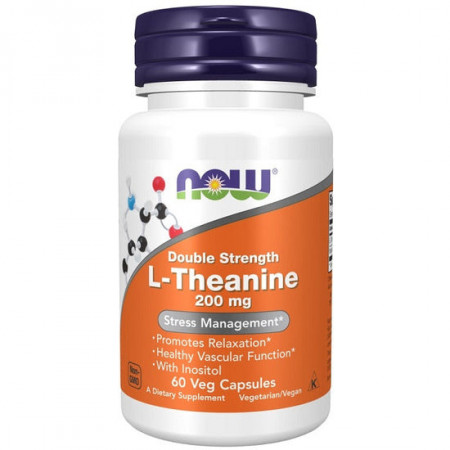 L-Theanine Double Strength cu Inositol, 200mg, Now Foods, 60 capsule