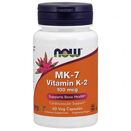 MK-7 Vitamina K-2 Menachinona MenaQ7 100 mcg 60 capsule Now Foods