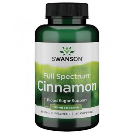 Full Spectrum Cinnamon - Scortisoara cu Beneficii pentru Metabolism 750 mg (375 x 2) 180 capsule Swanson