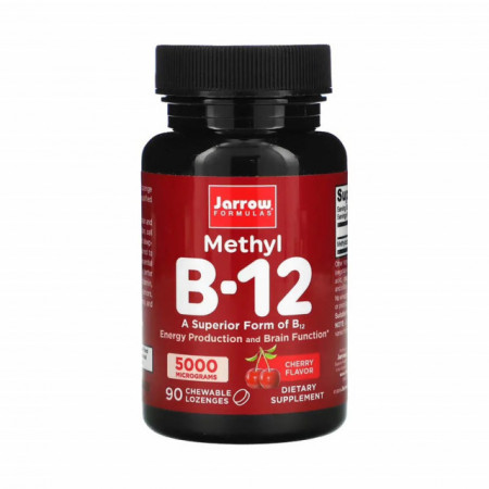 Methyl B-12 5000 mcg 90 drajeuri cirese Jarrow Formulas Methylcobalamin