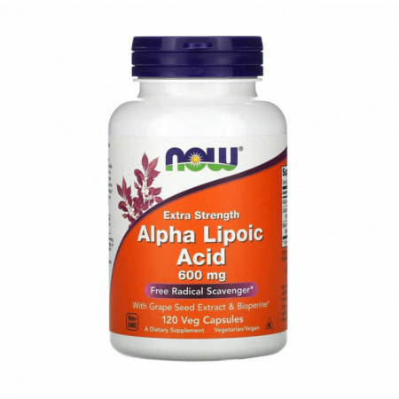 Alpha Lipoic Acid 600mg - 120 vcaps + Grape Seed Extract & Bioperine ALA