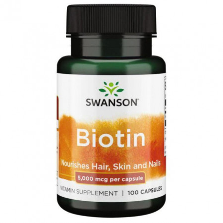 Biotin 5000 mcg Vitamina B7 Biotina 5 mg - 100 capsule Swanson