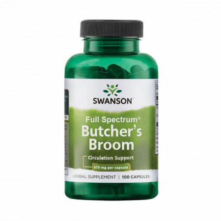 Butcher's Broom Ghimpe Pădureț Matura Macelarului 470 mg, 100 capsule Swanson