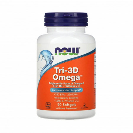 Tri-3D Omega 90 softgels (Trigliceride) Now Foods
