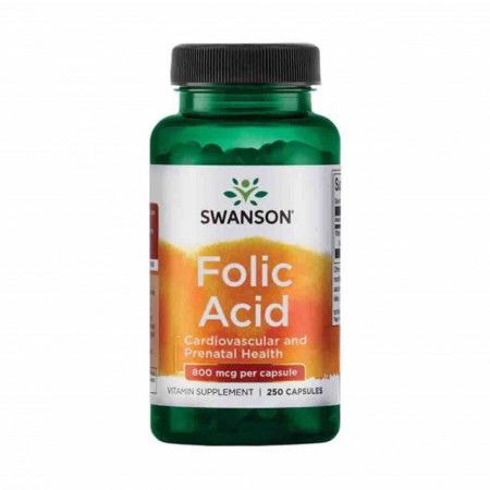 Acid Folic (Vitamina B9), 800mcg, Swanson, 250 capsule
