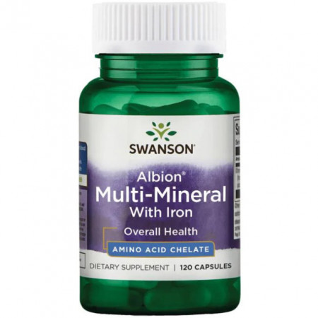 Albion Chelated Multi Mineral with Iron 120 capsule 14 Minerale si Plante Swanson
