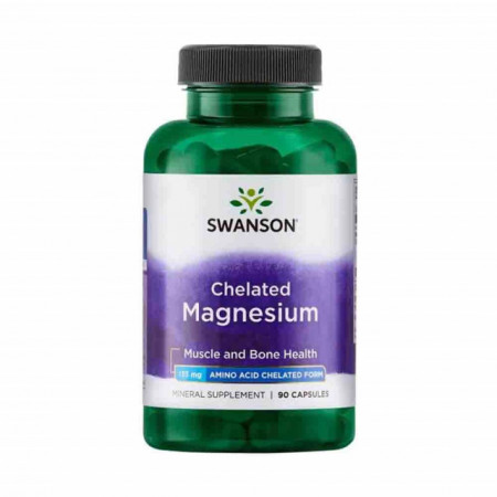 Magnesium Chelated Albion BisGlicinat, 133mg, Swanson, 90 capsule Magneziu TRAACS