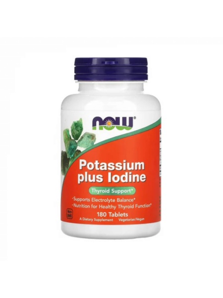 Potassium Plus Iodine 180 tablete Suport Tiroida Now Foods