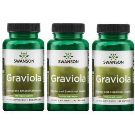 3x Graviola Swanson - Vita Plus Annona Muricata Antitumoral Anticancer 180 caps