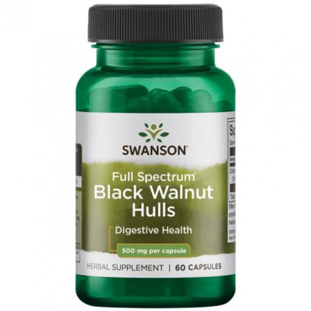 Black Walnut Hulls - Coaja de nuca neagra 500 mg 60 capsule Swanson Deparazitare