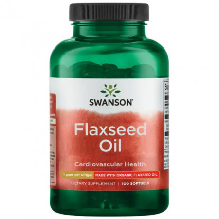 Flaxseed Oil Organic (Ulei Seminte de in), 1000mg, Swanson, 100 softgels