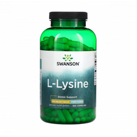 L-Lysine 500 mg, 300 capsule Swanson Lizina HCl SW269