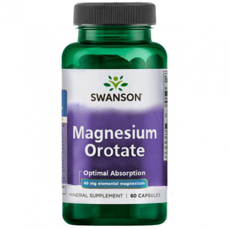 Magnesium Orotate din 654mg - 40 mg 60 Capsule Orotat De Magneziu Swanson