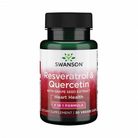 Resveratrol & Quercetin with Grape Seed Extract, Swanson, 30 capsule SWU926