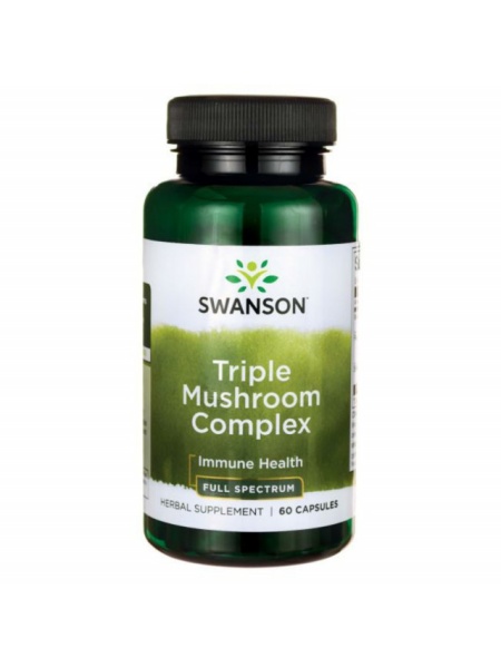 Triple Mushroom Complex Maitake, Shiitake, Reishi Ganoderma 600 mg 60 capsule Ciuperca Swanson
