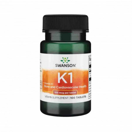 Vitamin K-1 (Filochinona), 100mcg 100 tablete Swanson Vitamina K1