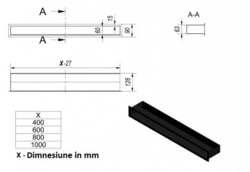 GRILA DE VENTILATIE "TUNNEL LUFT" - ALBA 90 x 400 - Img 2