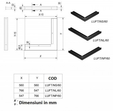 GRILA DE VENTILATIE "TUNNEL LUFT" - ALBA  60 x 560 x 560 NS - Img 2