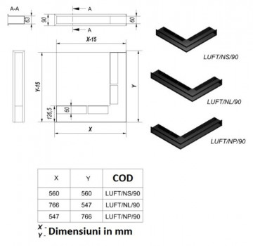 GRILA DE VENTILATIE "TUNNEL LUFT" - ALBA  90 x 560 x 560 NS - Img 3