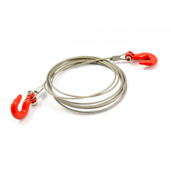 Cablu tractare cu carlige heavy duty metalice, pentru automodele crawlere 1/10