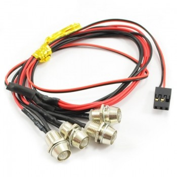 Lumini cu LED-uri rosii cu suporti fixare pentru automodele rc (4 buc)