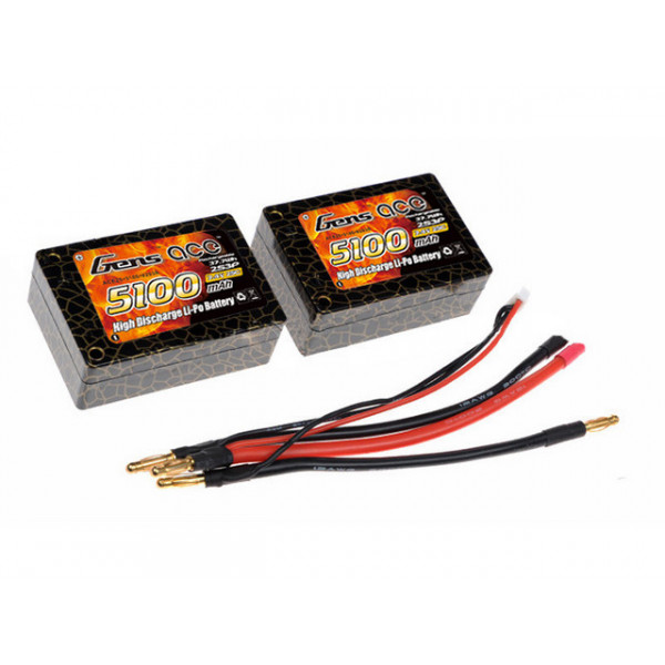 Acumulatori Saddle Pack Hard Case Gens ace 5100 mAh 25C 1S3P 7.4V