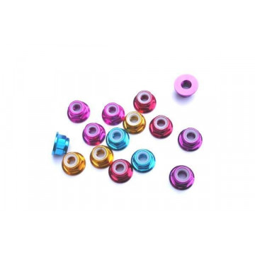 Piulite M3 cu flansa si autoblocare de culoare rosie pentru automodele-set 4 buc