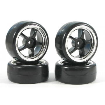 Roti Fastrax Drift Slick cu jante negre cromate set 4