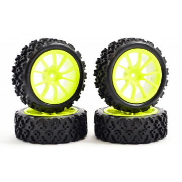 Roti automodele touring/rally 1/10, jante neon galben, Fastrax - Img 1