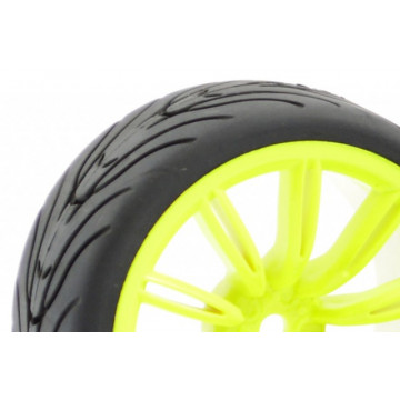 Set 4 roti pentru automodele Touring 1/10 - Anvelope profil in V, jante cu spite GunMetal - Img 2