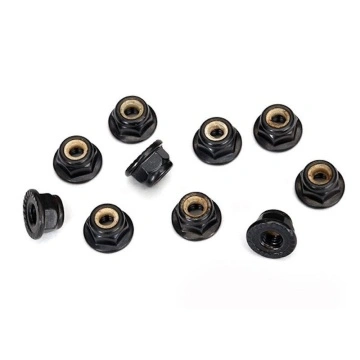 Set piulite roti M4 Traxxas, cu flansa autoblocare, negre