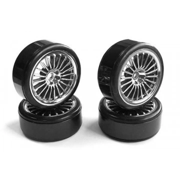 Set roti drift pentru automodele rc, cu jante cromate, set 4 buc