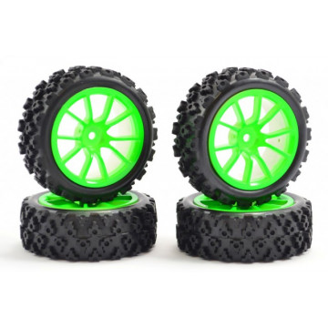 Roti automodele touring/rally 1/10, jante neon verde, Fastrax - Img 1