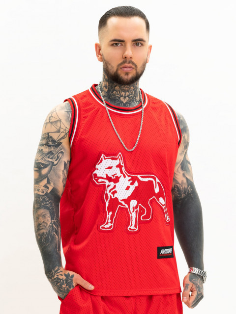 トップス theredthread message tank red Amstaff Zito Mesh Tanktop - red