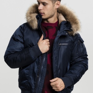 Hooded Heavy Fake Fur Bomber Jacket