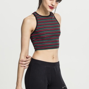 Ladies Rib Stripe Cropped Top