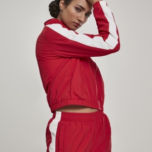 Ladies Short Striped Crinkle Track Jacket blk/wht L - Img 10