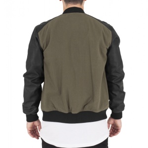 Cotton Bomber Leather Imitation Sleeve Jacket - Img 3