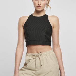 Ladies Cropped Shiny Rib Top