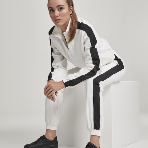 Ladies Short Striped Crinkle Track Jacket blk/wht L - Img 7