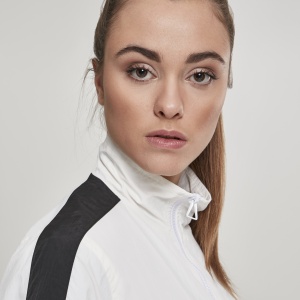 Ladies Short Striped Crinkle Track Jacket blk/wht L - Img 11