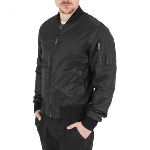 Basic Bomber Leather Imitation Sleeve Jacket