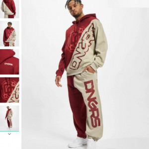 Dangerous DNGRS Men Sweat Pant Double Oversized in red - Img 2