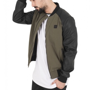 Cotton Bomber Leather Imitation Sleeve Jacket