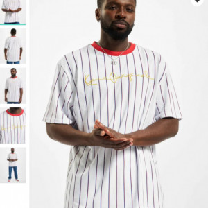Karl Kani Men T-Shirt Originals Pinstripe in white