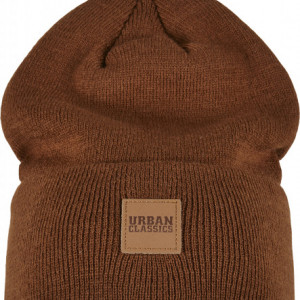 Synthetic Leatherpatch Long Beanie