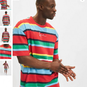 Karl Kani Men T-Shirt Small Signature Stripe in red
