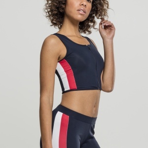 Ladies Side Stripe Cropped Zip Top - Img 2