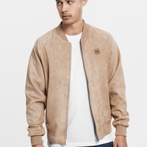 Imitation Suede Raglan Bomber Jacket