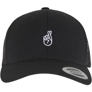 Crossed Fingers Handsign Retro Trucker Cap